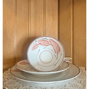 Vintage Bavaria Porcelain Teacup Saucer 3 Piece Set Orange White Hand Painted